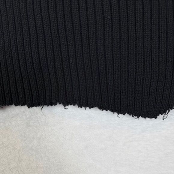 SEEK the Label Rib Knit Turtle Neck Sweater Black Raw Hem Stretch Size XS - Picture 7 of 9